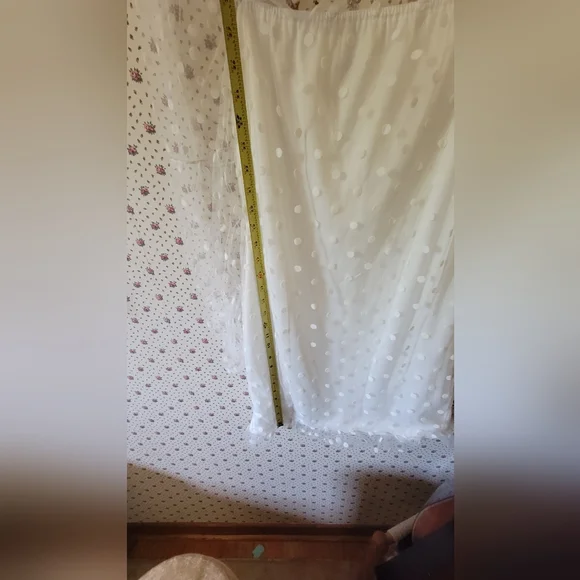 Sexy white polk-a-dot cocktail dress  w/ sheer sleeves. Size L.(8/10). New - Picture 7 of 14